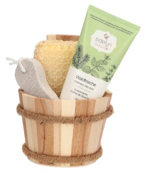 SIDEFYN Geschenkset Holzkuebel Duschcr Waldfrische