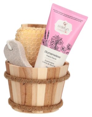 SIDEFYN Geschenkset Holzkuebel Duschcr Blumenwi