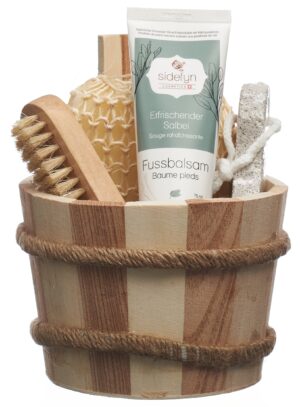 SIDEFYN Geschenkset Holzkuebel Fussbals Salbei