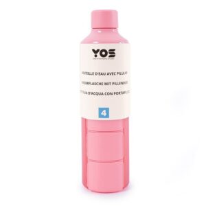 YOS Bottle Tagesdispenser 375ml mit 4Faechern pink
