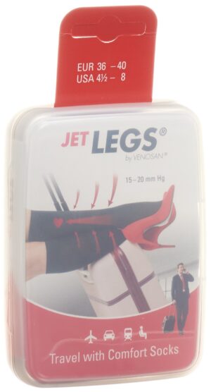JET LEGS Travel socks 41-45 black    Karton 1 Paar