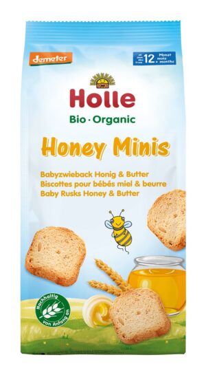 HOLLE Honey Minis Bio-Babyzwieback    Karton 100 g