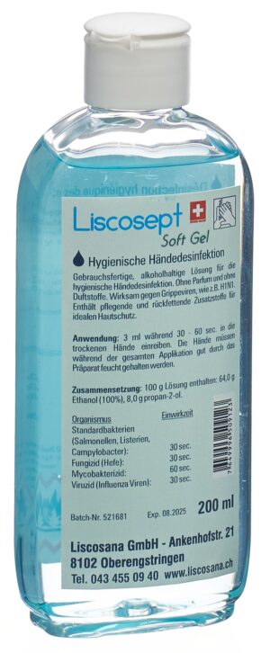 LISCOSEPT Soft Gel Haendedesinfekt Klappver 200 ml