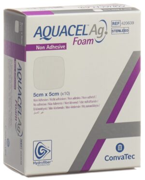 AQUACEL Ag Foam nicht-adhäsiv 5x5cm         10 Stk