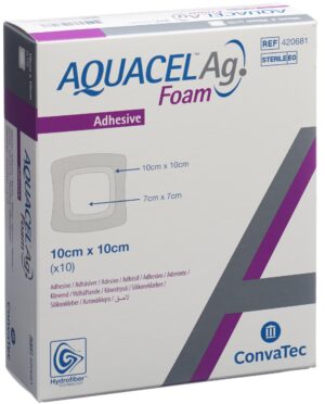 AQUACEL Ag Foam adhäsiv 10x10cm             10 Stk