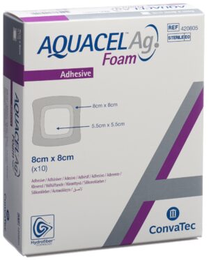 AQUACEL Ag Foam adhäsiv 8x8cm               10 Stk