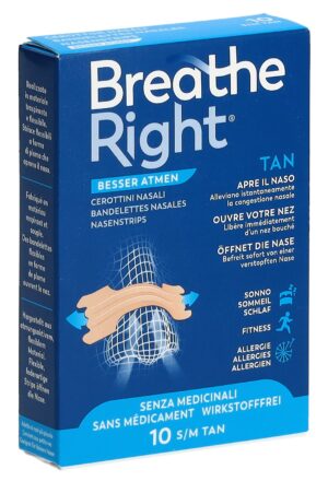 BREATHE RIGHT Nasenpflaster TAN S/M         10 Stk