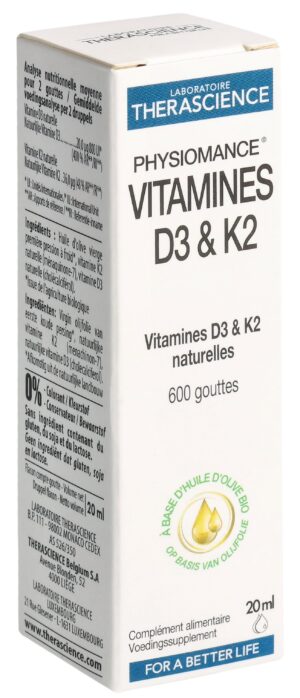 PHYSIOMANCE vitamines D3 & K2 Tropffl 20 ml