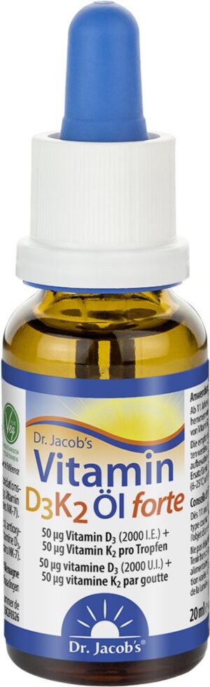 DR. JACOB'S Vitamin D3 K2 Öl forte 200PipEFl 20 ml