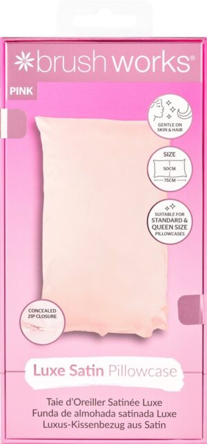 BRUSHWORKS Luxe Satin Pillowcase Pink Box