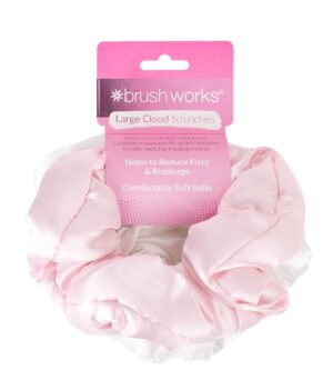 BRUSHWORKS Large Cloud Scrunchies Pink&WhBox 2 Stk