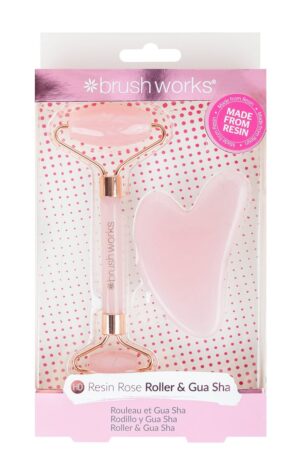 BRUSHWORKS Rose Resin Roller & Gua Sha Box 2 Stk