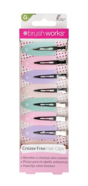 BRUSHWORKS Pastel No Crease Hair Clips Box 8 Stk