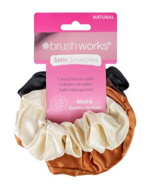 BRUSHWORKS Nude Satin Scrunchies Box 4 Stk