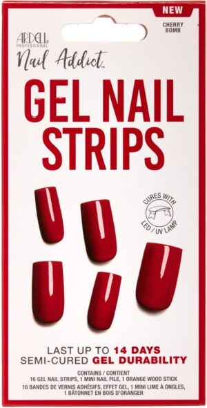 ARDELL Nail Addict Gel Strips Cherry Bomb   16 Stk