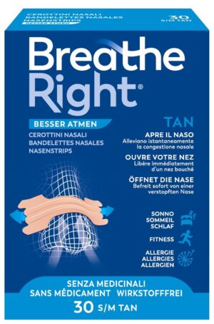 BREATHE RIGHT Nasenpflaster TAN S/M         30 Stk